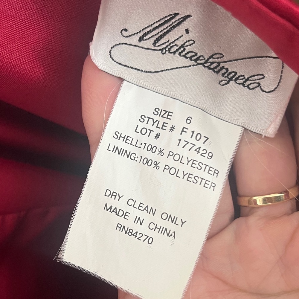 Michaelangelo Red Beaded embroidered halter full length gown prom, bridesmaid - Picture 11 of 12